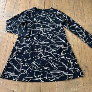 Moi black scribble bird print dress